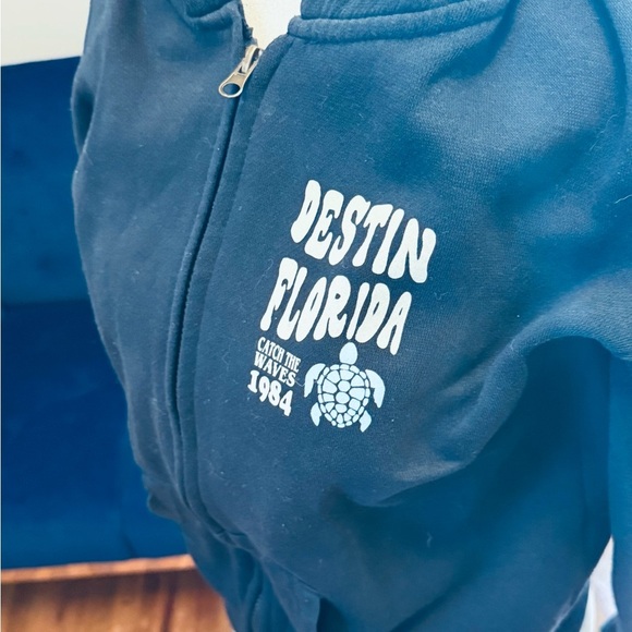 Black Destin Florida Hoodie with Blue Turtle Design - Picture 4 of 8